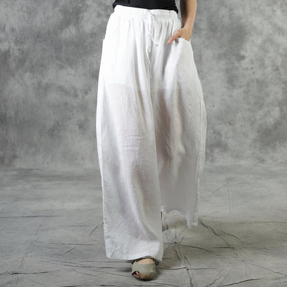 Beautiful White Pockets Tie Waist Fall Wide Leg Pants