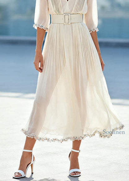Beautiful White Ruffled Floral Chiffon Maxi Dresses Summer