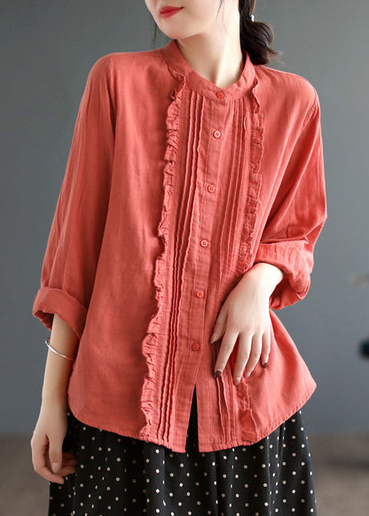 Schöne Weiße Stehkragen Rüschen Patchwork Baumwolle Bluse Tops Frühling