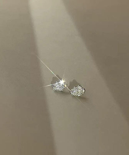 Beautiful White Sterling Silver Zircon Clouds Stud Earrings