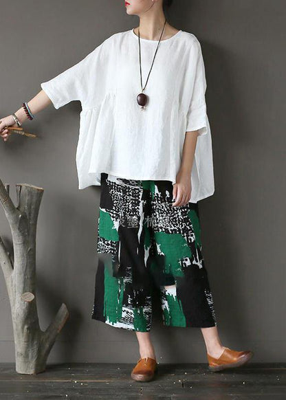 Beautiful White U Neck Linen Top Summer - SooLinen