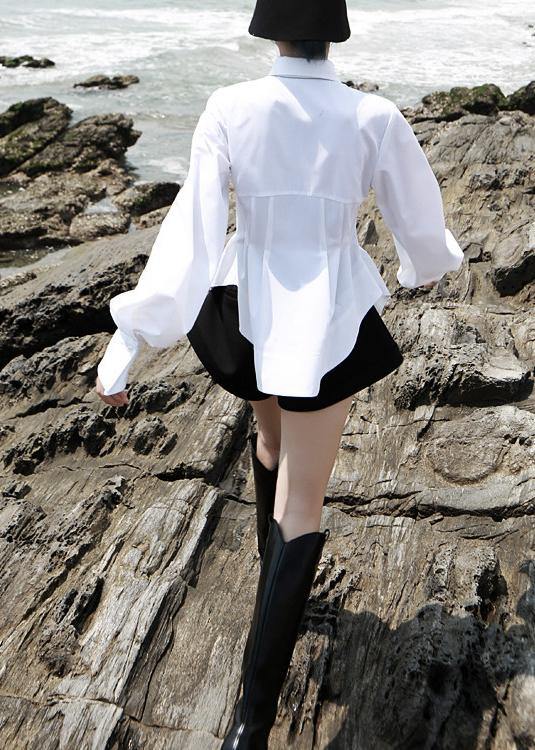 Beautiful White traveling fashion Cotton Blouse Tops Spring - SooLinen