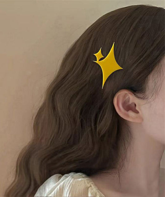 Wunderschöne gelbe Acryl-Sterne, ein Paar Haarnadeln