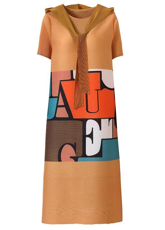 Beautiful Yellow hooded Print A Line Summer Dresses - SooLinen