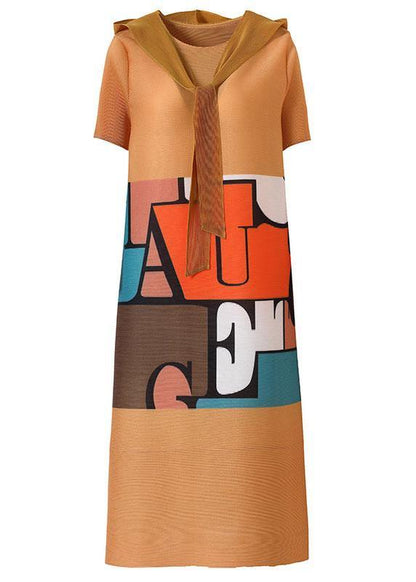 Beautiful Yellow hooded Print A Line Summer Dresses - SooLinen