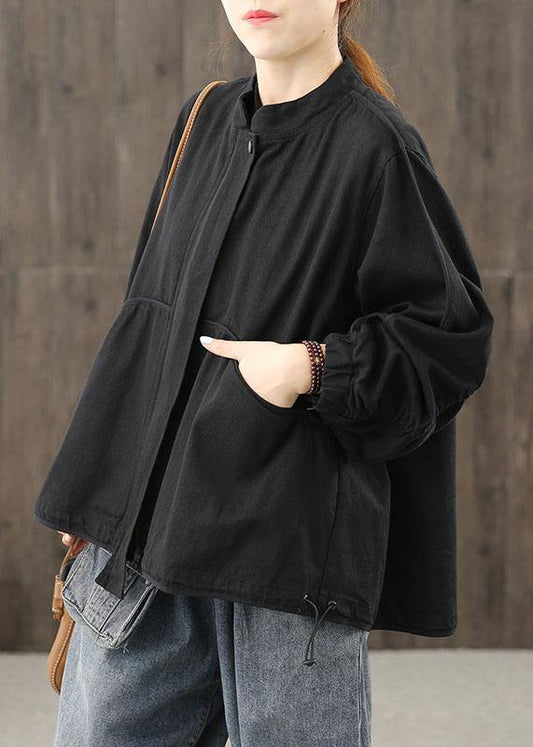 Beautiful black clothes For Women zippered pockets daily tops - SooLinen