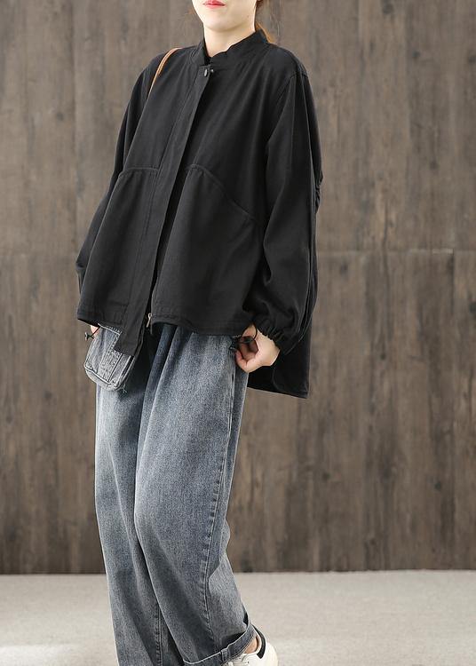 Beautiful black clothes For Women zippered pockets daily tops - SooLinen