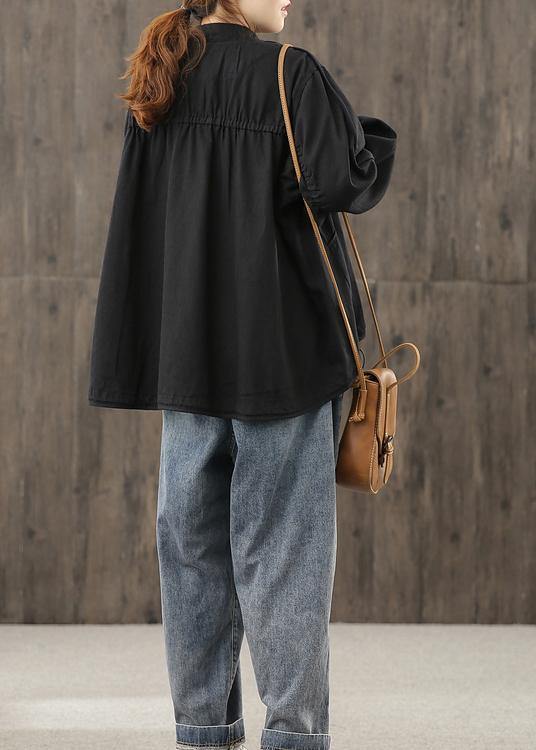 Beautiful black clothes For Women zippered pockets daily tops - SooLinen