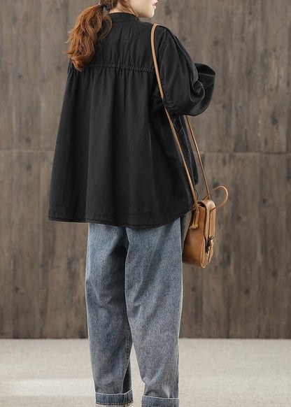 Beautiful black clothes For Women zippered pockets daily tops - SooLinen