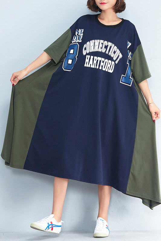 Schöne blaue Baumwollkleidung stilvolle Tutorials Patchwork großen Saum Sommerkleid