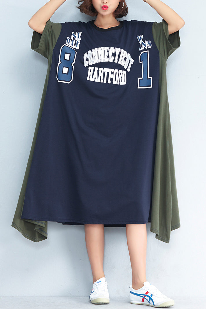 Schöne blaue Baumwollkleidung stilvolle Tutorials Patchwork großen Saum Sommerkleid