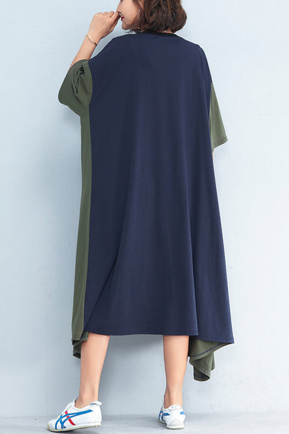 Schöne blaue Baumwollkleidung stilvolle Tutorials Patchwork großen Saum Sommerkleid