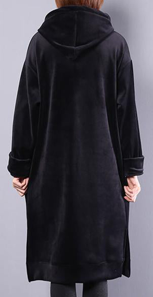 Wunderschöner pakistanischer Hoodie aus Baumwollgarderoben mit Kordelzug und Buchstaben-Fleece, lockeres Midikleid