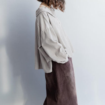 Wunderschönes graues Baumwoll-Tunika-Top in Übergröße mit lockeren Ärmeln und Rüschen