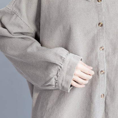 Wunderschönes graues Baumwoll-Tunika-Top in Übergröße mit lockeren Ärmeln und Rüschen