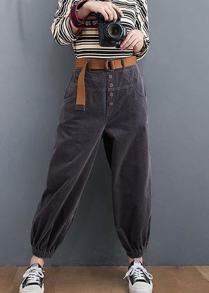 Beautiful gray pants oversize pockets thick Tutorials pants - SooLinen