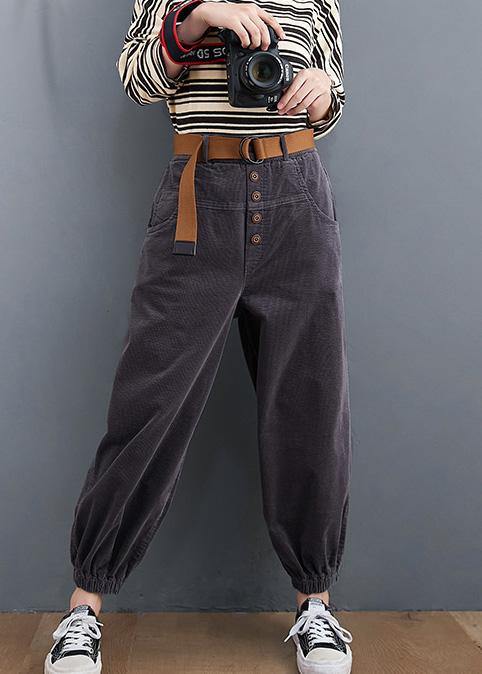 Beautiful gray pants oversize pockets thick Tutorials pants - SooLinen