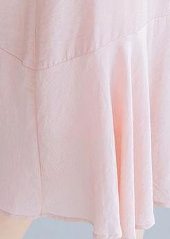 Beautiful lapel Ruffles dress for women Tutorials light pink Dresses - SooLinen