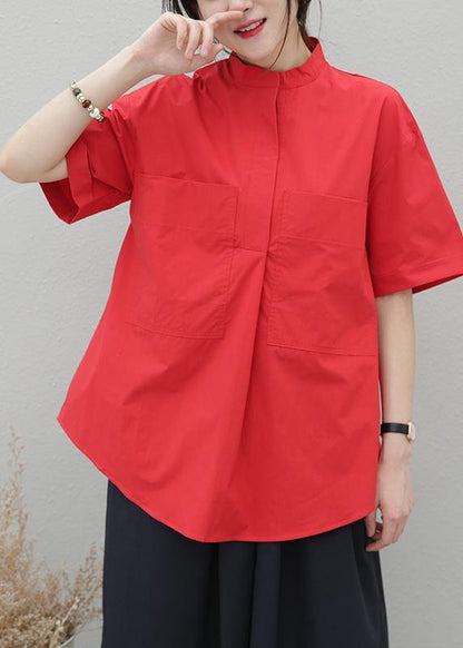 Beautiful lapel pockets cotton tops Tutorials black blouses - SooLinen