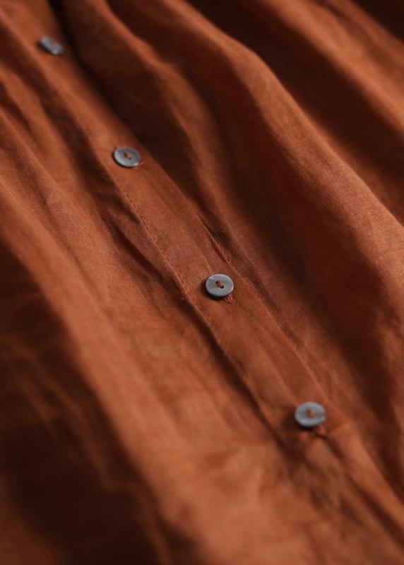 Beautiful linen tunic top Fashion Single Breasted Casual Batwing Sleeve Blouse - SooLinen