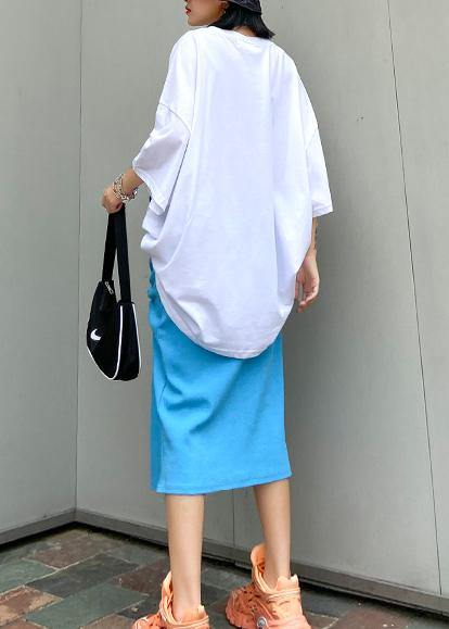 Beautiful o neck baggy cotton crane tops pattern Letter tops - SooLinen