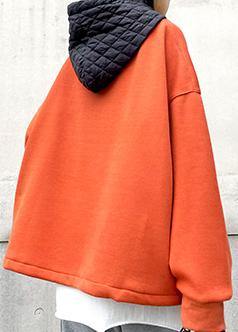 Beautiful orange Figure printing clothes For Women Tutorials hooded blouse - SooLinen