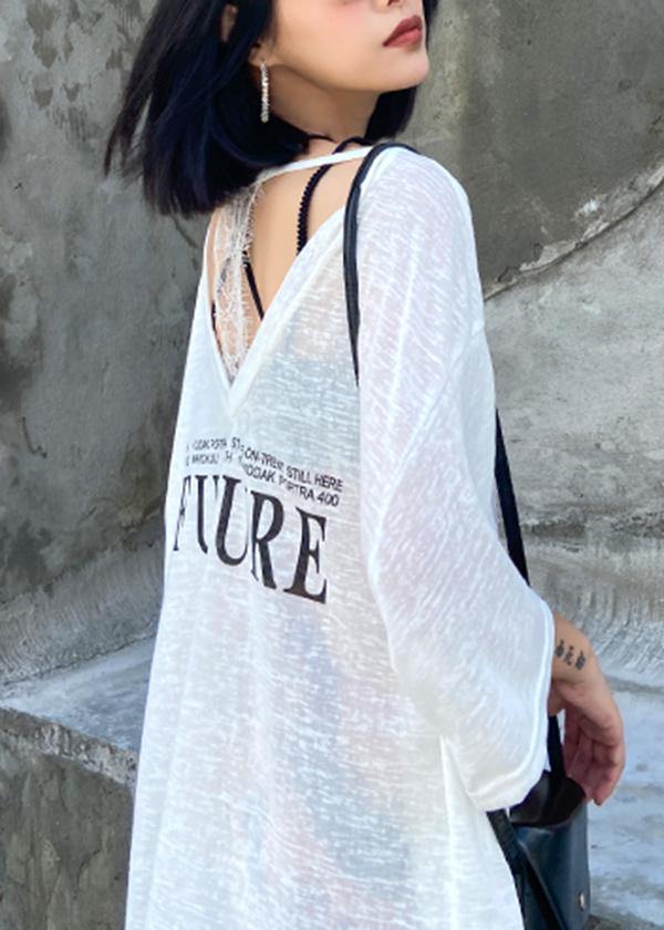 Beautiful patchwork lace cotton prints summerclothes Work Outfits white shirt - SooLinen