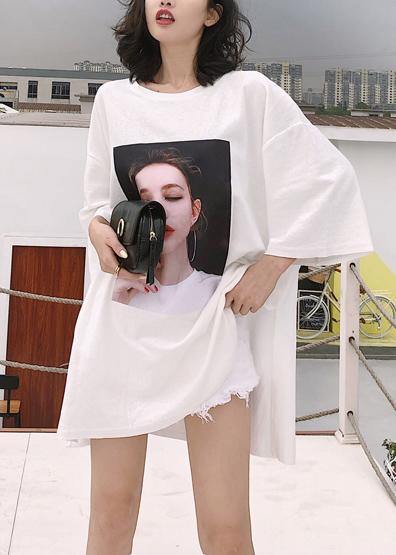 Beautiful side open cotton box top Fabrics white shirts summer - SooLinen