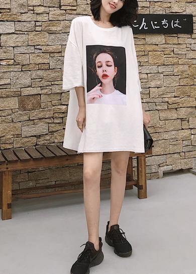 Beautiful side open cotton box top Fabrics white shirts summer - SooLinen