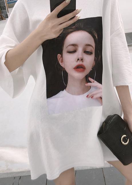 Beautiful side open cotton box top Fabrics white shirts summer - SooLinen