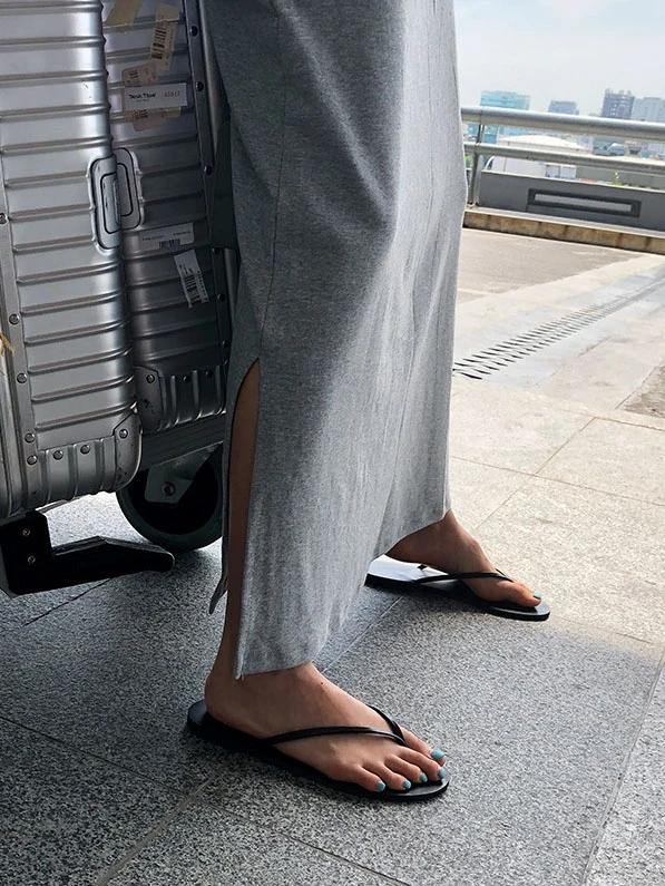 Beautiful sleeveless side open cotton summer Tunics gray Maxi Dress - SooLinen