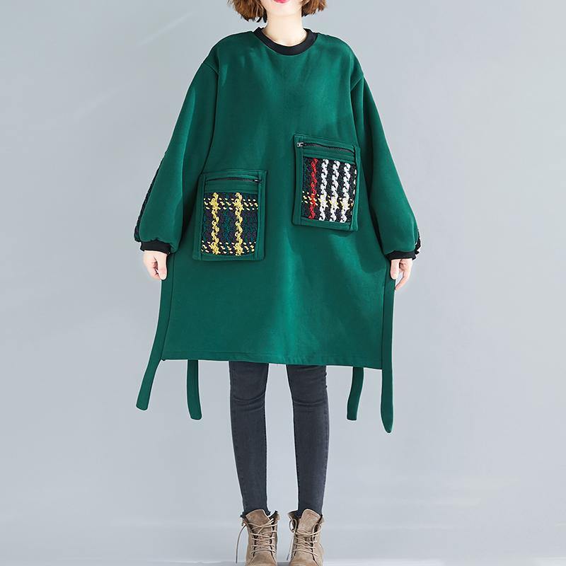 Beautiful Black Cotton Clothes Women Patchwork  Oversized Side Open Dress - SooLinen