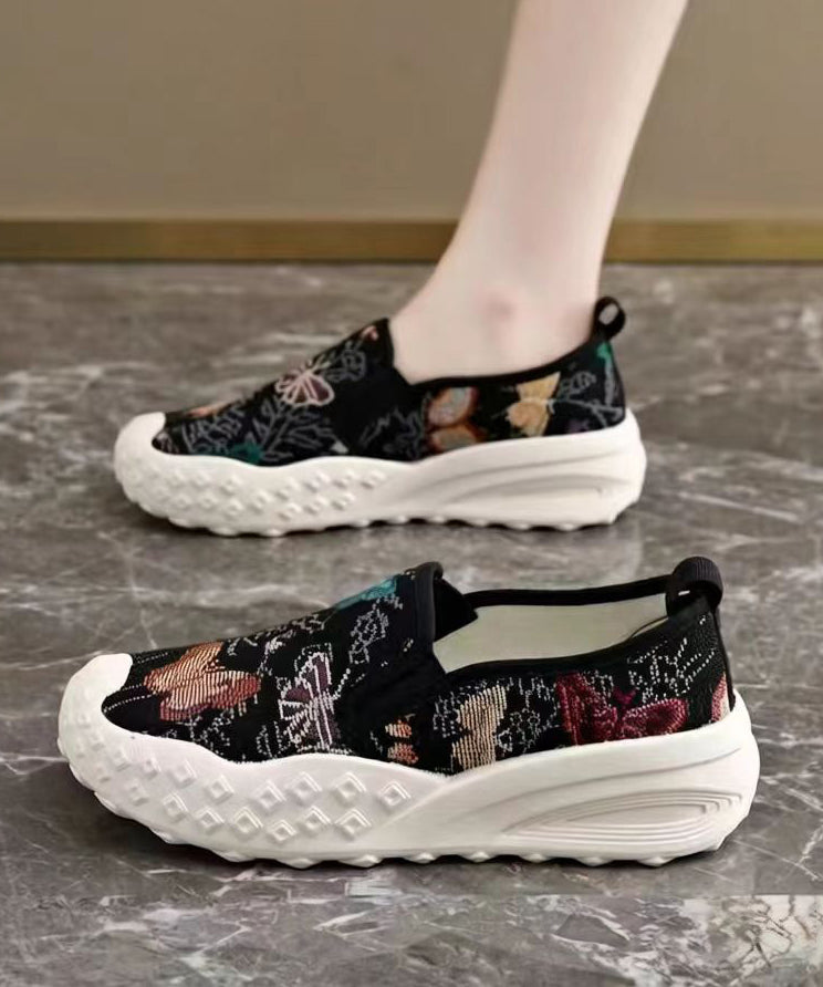 Beige Flat Shoes For Women Cotton Fabric DIY Flat Shoes For Women