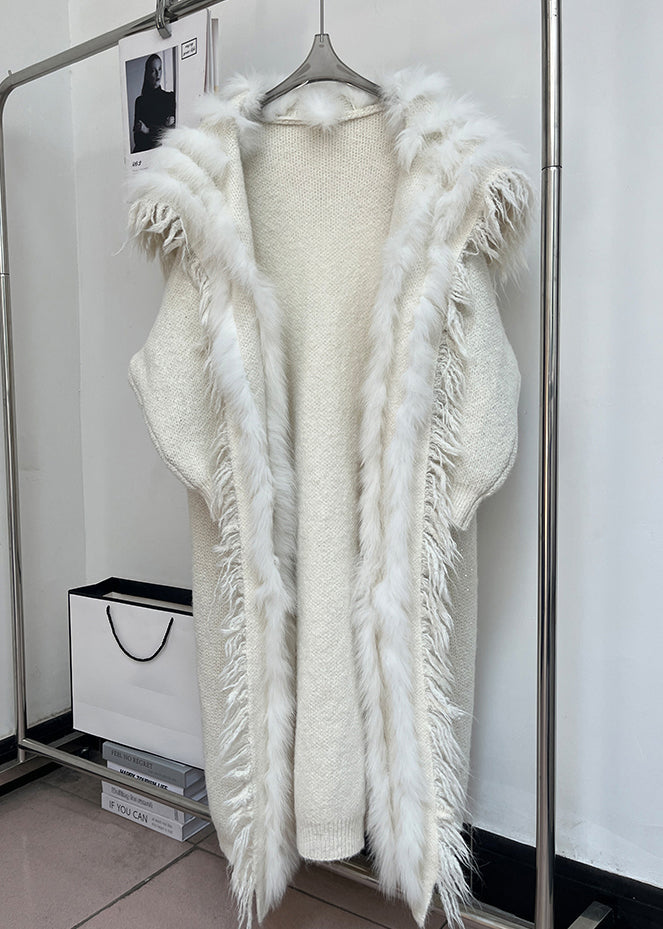 Beigefarbene Patchwork-Wollmäntel mit Quastentaschen und Matrosenkragen