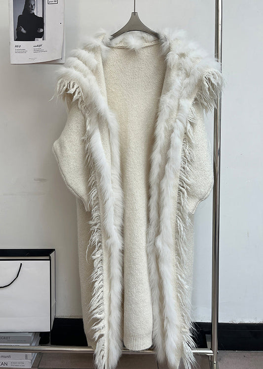 Beigefarbene Patchwork-Wollmäntel mit Quastentaschen und Matrosenkragen