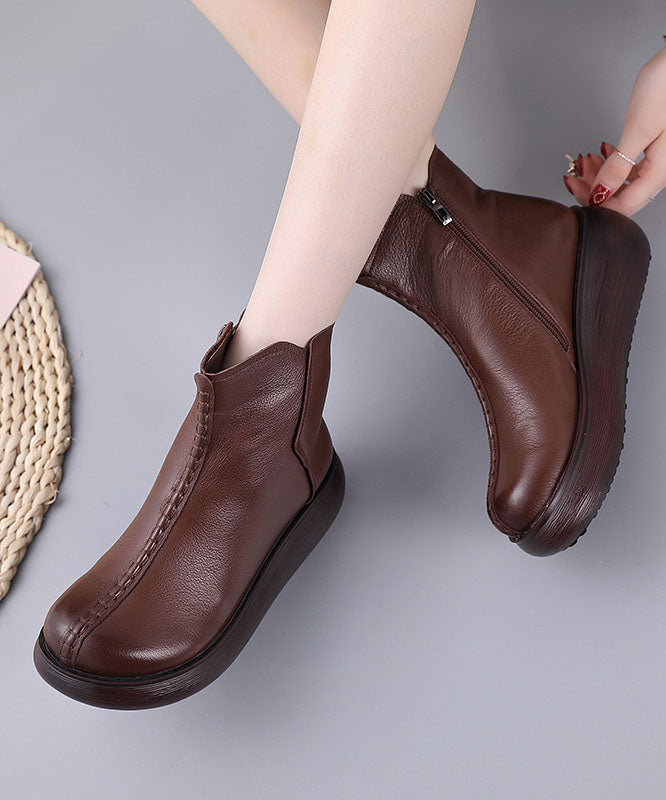 Schwarze Stiefel Plateaustiefel aus Rindsleder Schlichte Stiefel