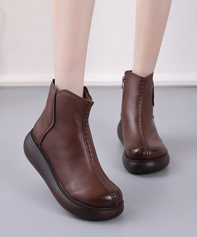 Schwarze Stiefel Plateaustiefel aus Rindsleder Schlichte Stiefel