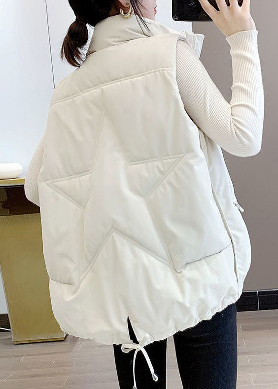 Schwarze lässige Winter-Daunenweste mit Taschen und Kordelzug