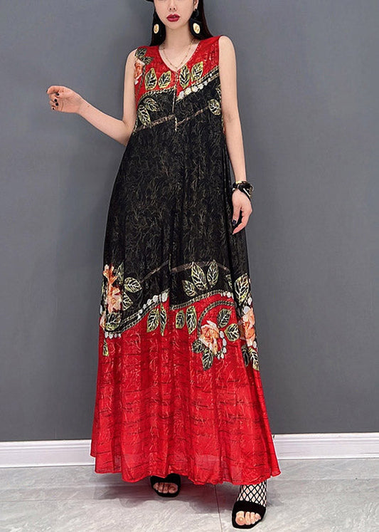 Schwarzes Chiffon-Urlaubskleid in A-Linie mit Bindegürtel und Ärmeln