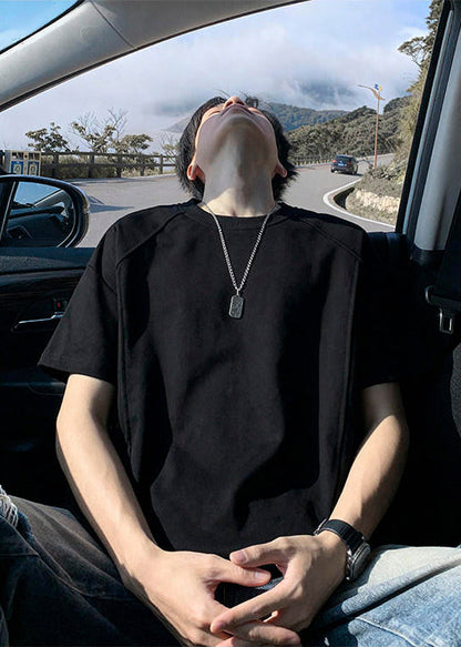 Black Cotton Graphic Tees Men Oversized Half Sleeve