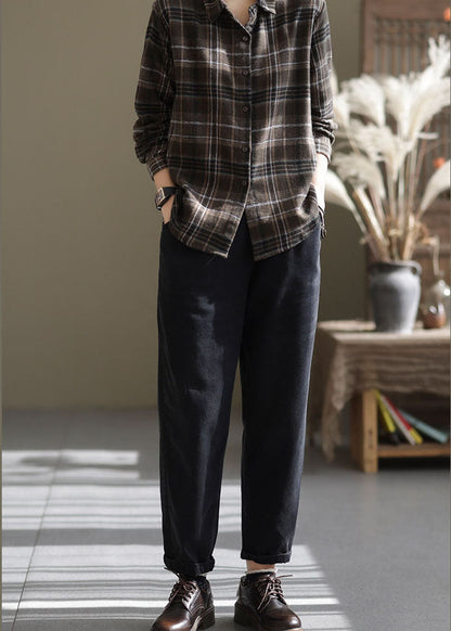 Schwarze Baumwoll-Jeanshose mit Knopfleiste, Frühling