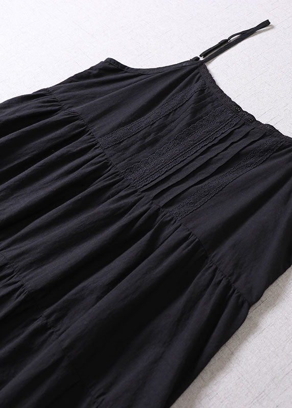 Schwarze bestickte Patchwork-Minikleider aus Baumwolle für den Frühling