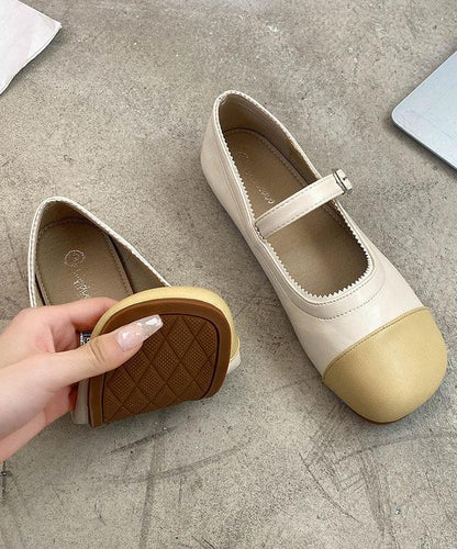 Black Faux Leather Loafers For Women Buckle Strap Splicing Loafer Shoes - SooLinen