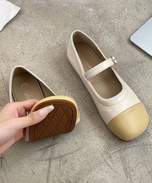 Black Faux Leather Loafers For Women Buckle Strap Splicing Loafer Shoes - SooLinen