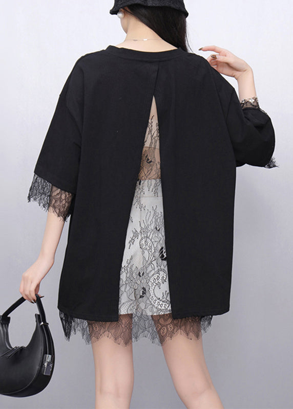 Black O-Neck Solid T Shirt Short Sleeve