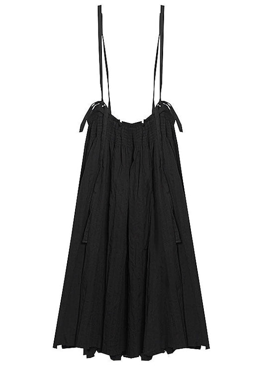 Schwarzes Patchwork-Sommerkleid mit Knöpfen und Trägern