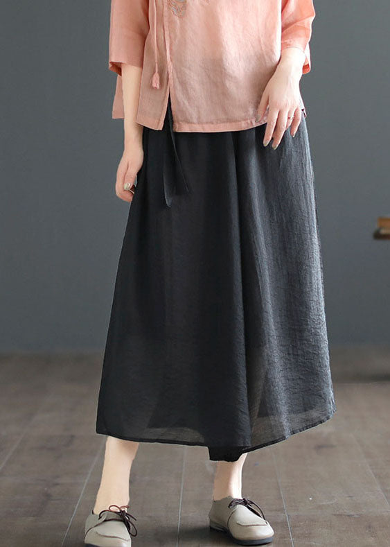 Pantalones cortos de algodón con parches negros y pierna ancha con cintura elástica para verano