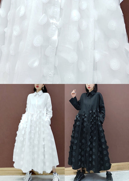 Schwarzes Patchwork-Urlaubskleid mit Taschen, Frühling