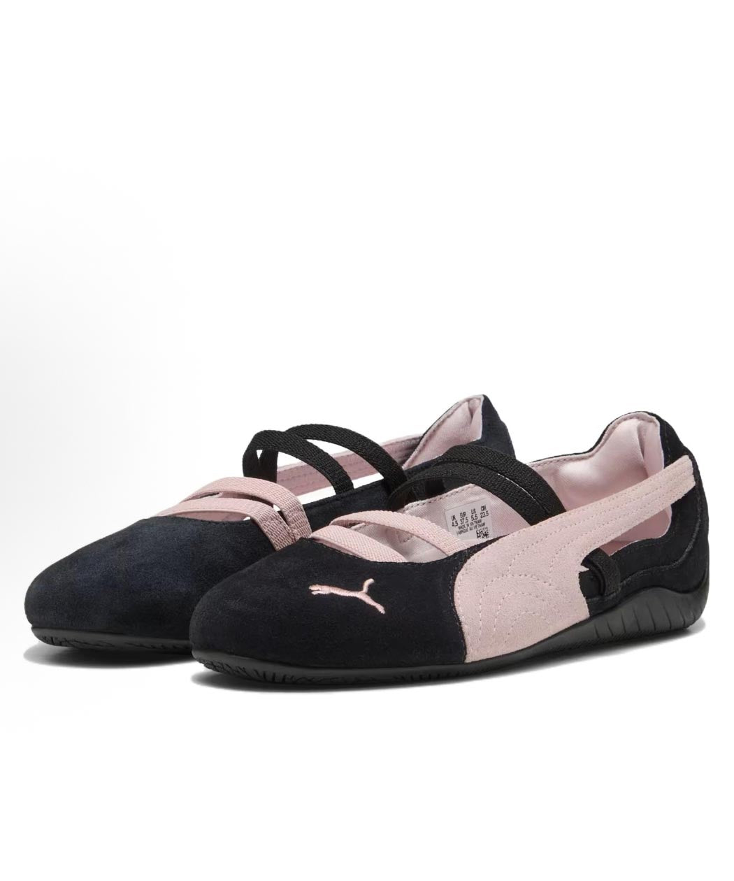 Black Pink Suede Flat Shoes For Women Splicing Buckle Strap