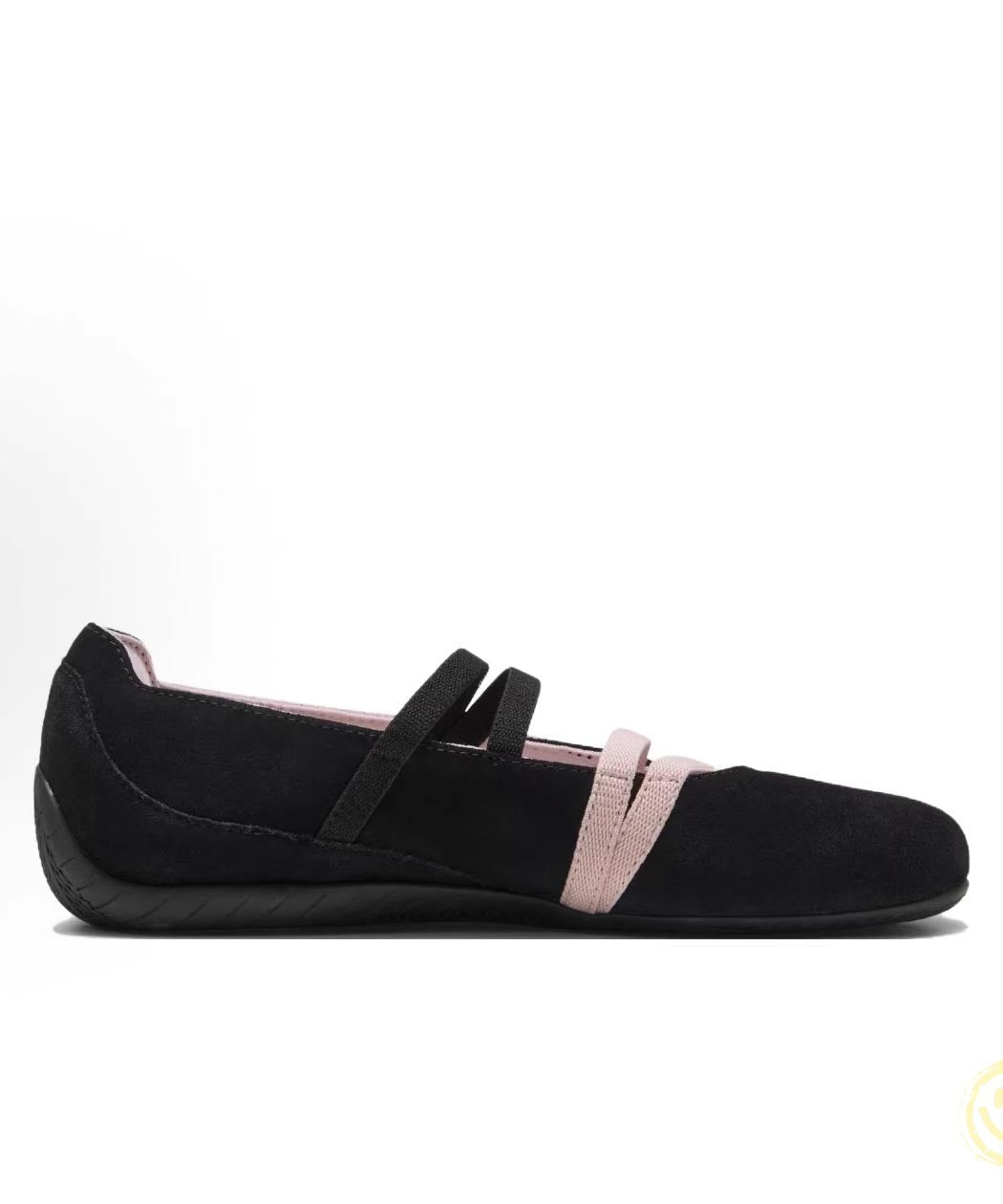 Black Pink Suede Flat Shoes For Women Splicing Buckle Strap